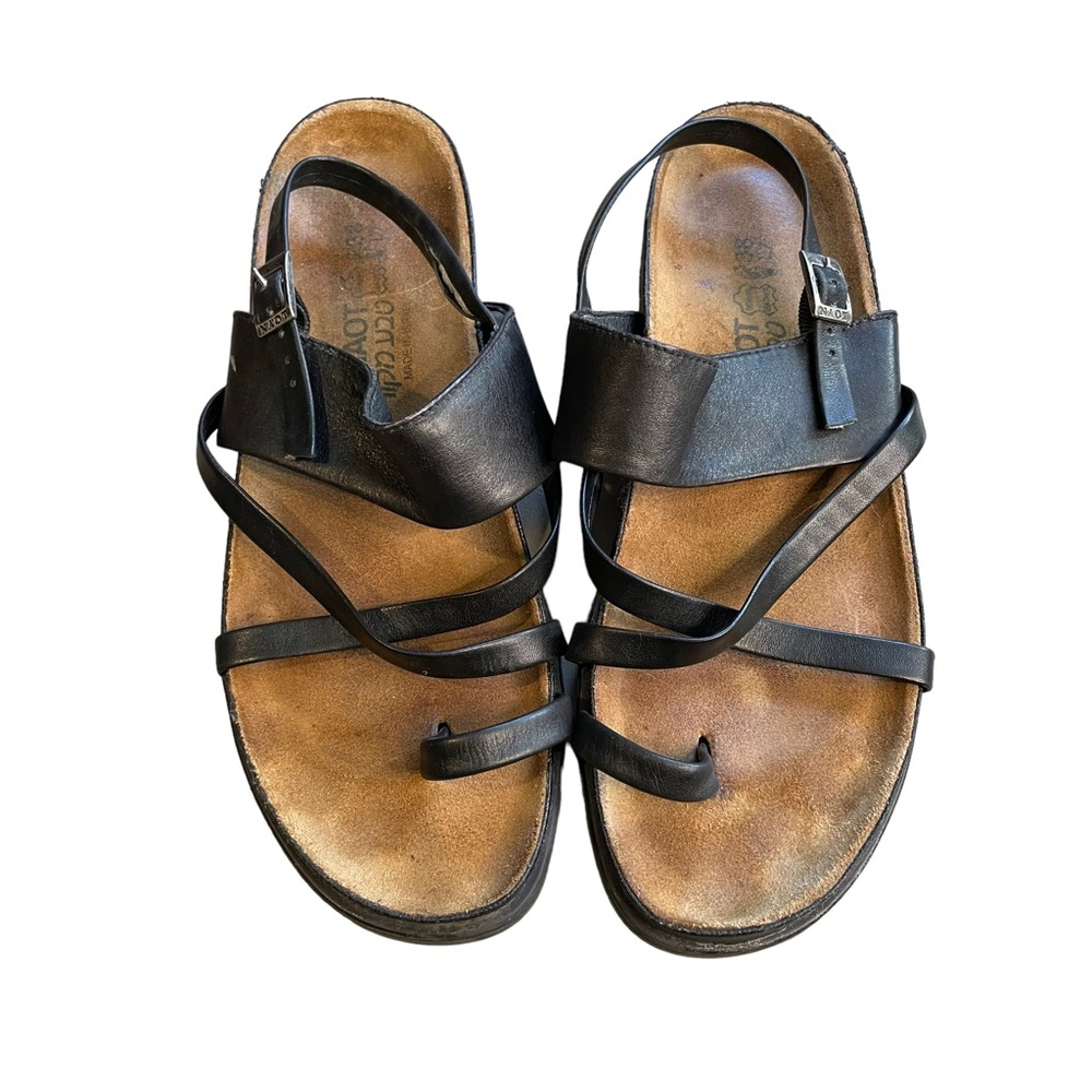 Naot Sandals Women Size 38 US 7 Black Leather Strappy Comfort Sandals